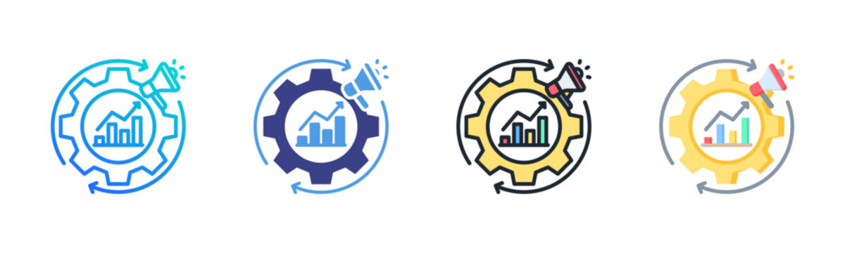 Marketing Automation icon set multiple style collection