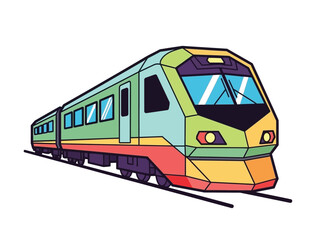 Fototapeta premium Modern Passenger Train on Tracks Illustration.