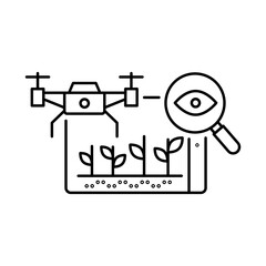 Monitoring Crop Growth Icon &ndash; Growing Plants with Digital Analytics Representing Continuous Tracking of Crop Health and Development Vector Icon