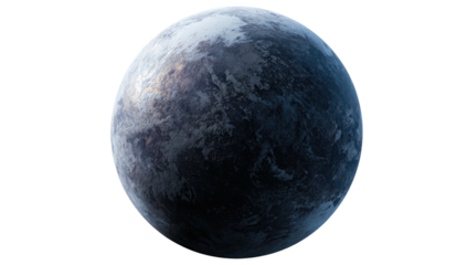 A photorealistic, isolated planet sphere, showing detailed texture and subtle atmospheric colors