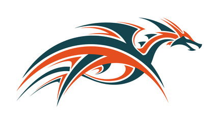 Obraz premium Stylized Dragon Illustration with Bold Lines and Contrasting Colors.