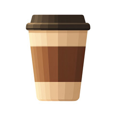 Digitally created illustration of a paper cup with coffee, designed against a solid black background