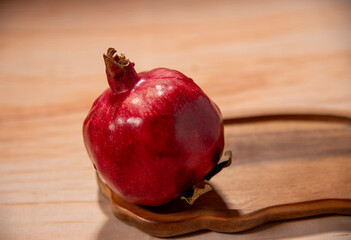 Red garnet on a stand. Isolated image.