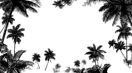 Dark monochrome foliage frames open blackness, evoking mystery. Leaves surround an empty void