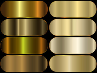 Premium gold gradient swatch palette set. golden metal gradient. realistic golden rectangles © AnaPaula