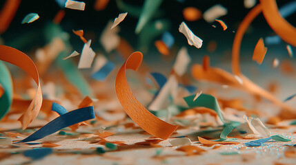 Confetti Cascade: Witness a vibrant explosion of colorful confetti, a cascade of joy, creating a captivating visual symphony for festive occasions.