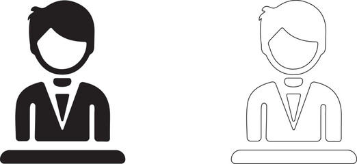 Man at the pulpit. Editable vector icon.	
