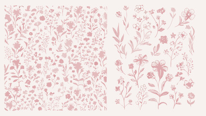 pink background with flowers