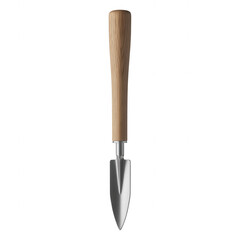 Fototapeta premium A modern trowel with a wooden handle and a stainless steel blade transparent... isolated on a transparent background