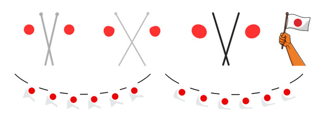 Learning to write japanese character with stroke order and flag