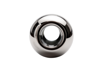Shiny Metal Ball Bearing Close-Up on White Background