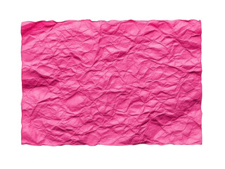 Obraz premium Bright pink crumpled paper isolated on transparent background