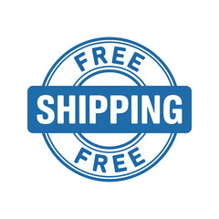 Fototapeta premium Blue Free Shipping Stamp Icon for Online Shopping Promo
