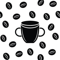 Coffee cup beans pattern silhouette