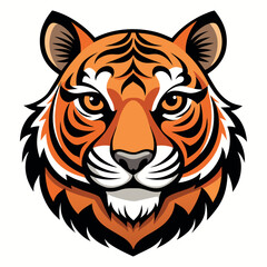 Fototapeta premium Majestic Tiger head Vector Illustration, Wild Animal Artwork Isolated on White Background