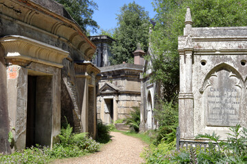 The Egyptian Avenue and the Circle of Lebanon at Highgate Cemetery, North London, England