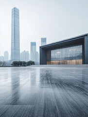 Fototapeta premium Modern minimalist architectural plaza car advertisement background image