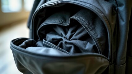 Close up scene of items inside the backpack