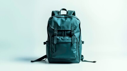 Light white background black backpack scene