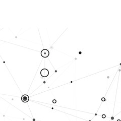 Set abstract vector illustrations depicting interconnected nodes and lines, resembling molecular structures or digital network