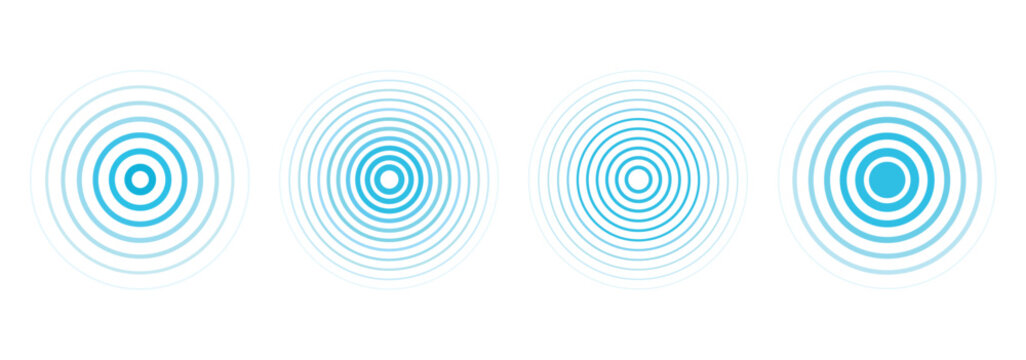 Radial lines pulse from center creating dynamic echo effect with circular patterns, perfect for audio visualization, signal graphics, and geometric wave compositions