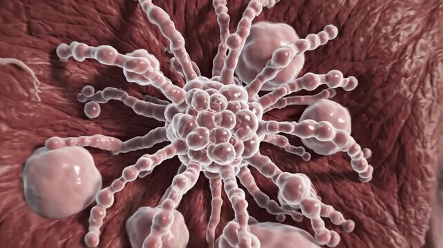 Detailed 3D visualization of a cardiac rhabdomyoma, a benign heart tumor.