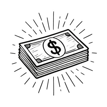 PNG Hand-drawn money stack illustration.
