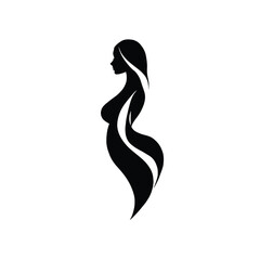 Elegant abstract illustration of a female profile silhouette in black and white, suitable for beauty, fashion, wellness and luxury branding