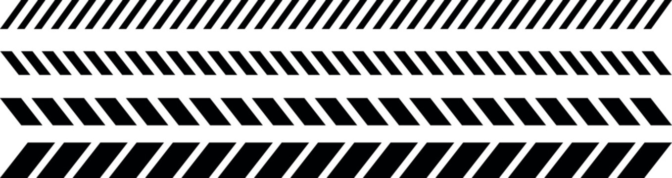 Slash line border. Diagonal parallel lines divider strip. Tilt strip geometric abstract border. Slash divider. Vector illustration isolated on white background.