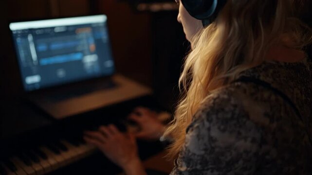 Medium shot capturing AI synthesizing custom dialect vocal tracks with expressive emotion and unique linguistic features.