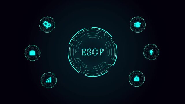 Employee stock ownership plan  Interface with Global World Map, Digital Marketing Icons and Futuristic Analytics Dashboard
