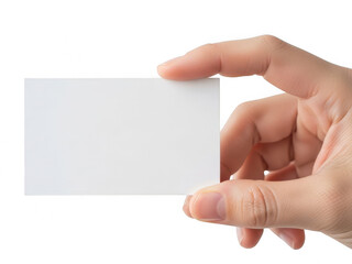 Obraz premium Hand holding blank business card isolated on transparent background
