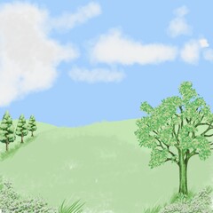 Fototapeta premium green hills and clear sky