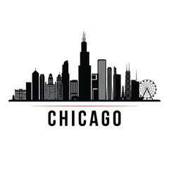 Fototapeta premium chicago city skyline with ferris wheel and buildings