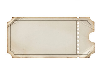 Vintage ticket stub isolated on transparent background