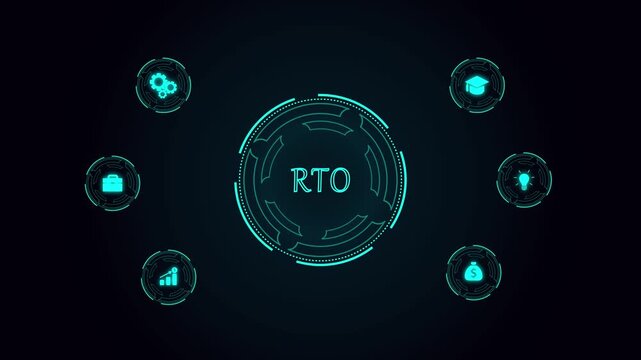 Recovery time objective Digital Marketing Icons and Futuristic Analytics Dashboard
