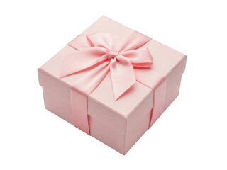 Obraz premium Elegant pink gift box with bow isolated on transparent background