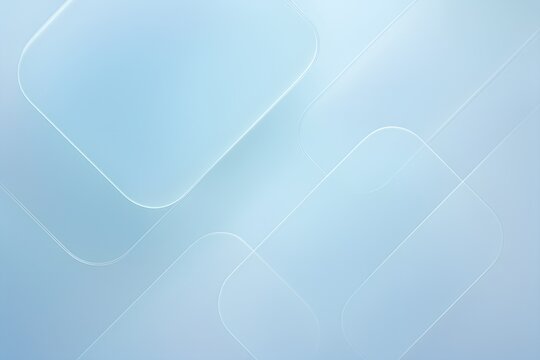 Soft light blue abstract background featuring overlapping rounded geometric shapes with glowing lines for modern technology concept and minimalist design