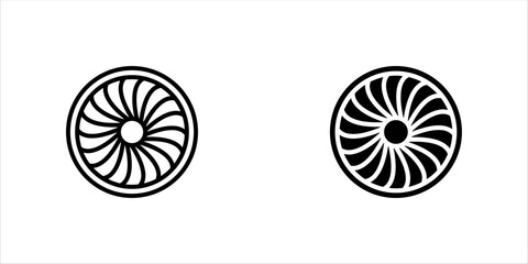 Plane turbine icon set. Airplane equipment. Jet propeller. Aeroengine. vector illustration on white background