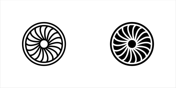 Plane turbine icon set. Airplane equipment. Jet propeller. Aeroengine. vector illustration on white background