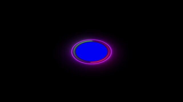 Abstract shadow podium product presentation on 3d circle shape in neon line effects,