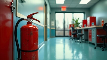 Corridor fire hydrant office scene