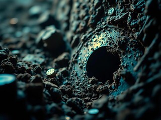 Gritty earth yields to gnawing metal, a scar widening for unseen journeys ,  earth moving,  machinery