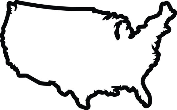 Outline of the contiguous united states map a minimalist black and white graphic