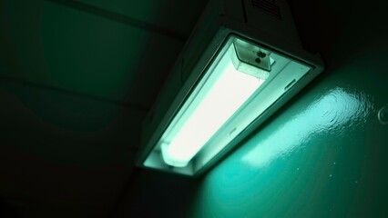 Close up scene of corridor lighting fixtures