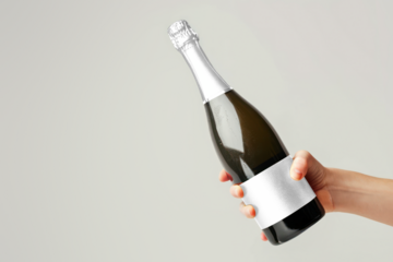 Elegant champagne bottle mockup png, transparent design