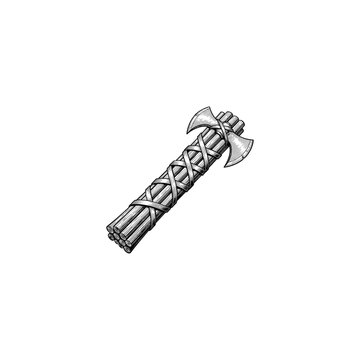 Ancient roman fasces engraving.