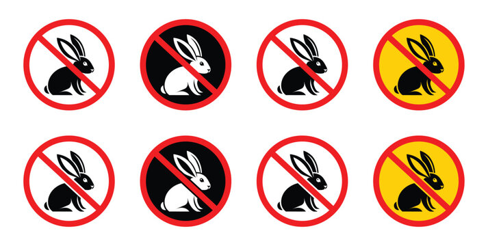 No rabbits raster icon. No rabbits testing warning icon vector sign on white background.