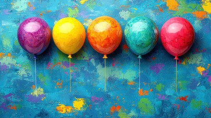 Balloons on blue background with splatter