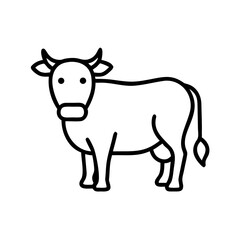 Fototapeta premium Line art illustration of a standing cow on a white background 